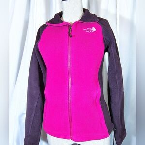 The North Face ZipUp Sweatshirt, Women Pink/Brown Sleeves, Zip Pckts, XS